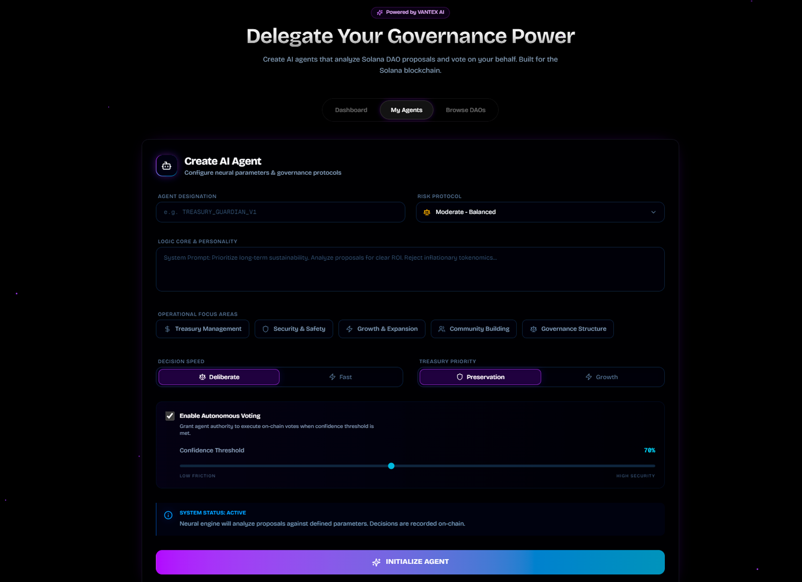 Vantex Capital AI Governance Dashboard
